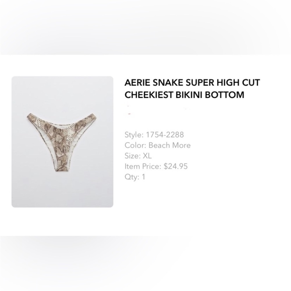 Aerie snake skin super high cut cheekiest bikini bottom XXL